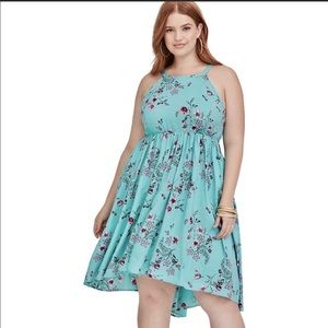 TORRID Turquoise Floral Hi-Lo Challis Dress Sz 2